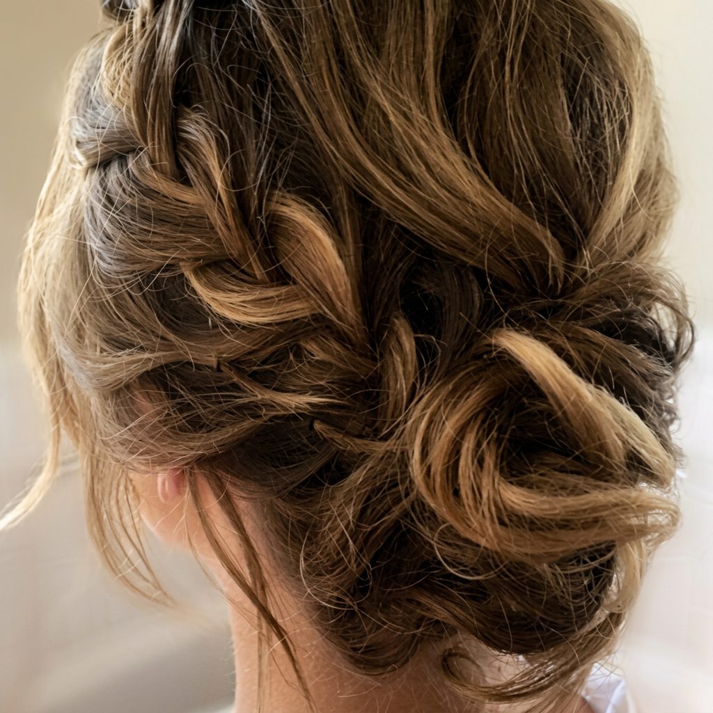 Playful bun with light highlights