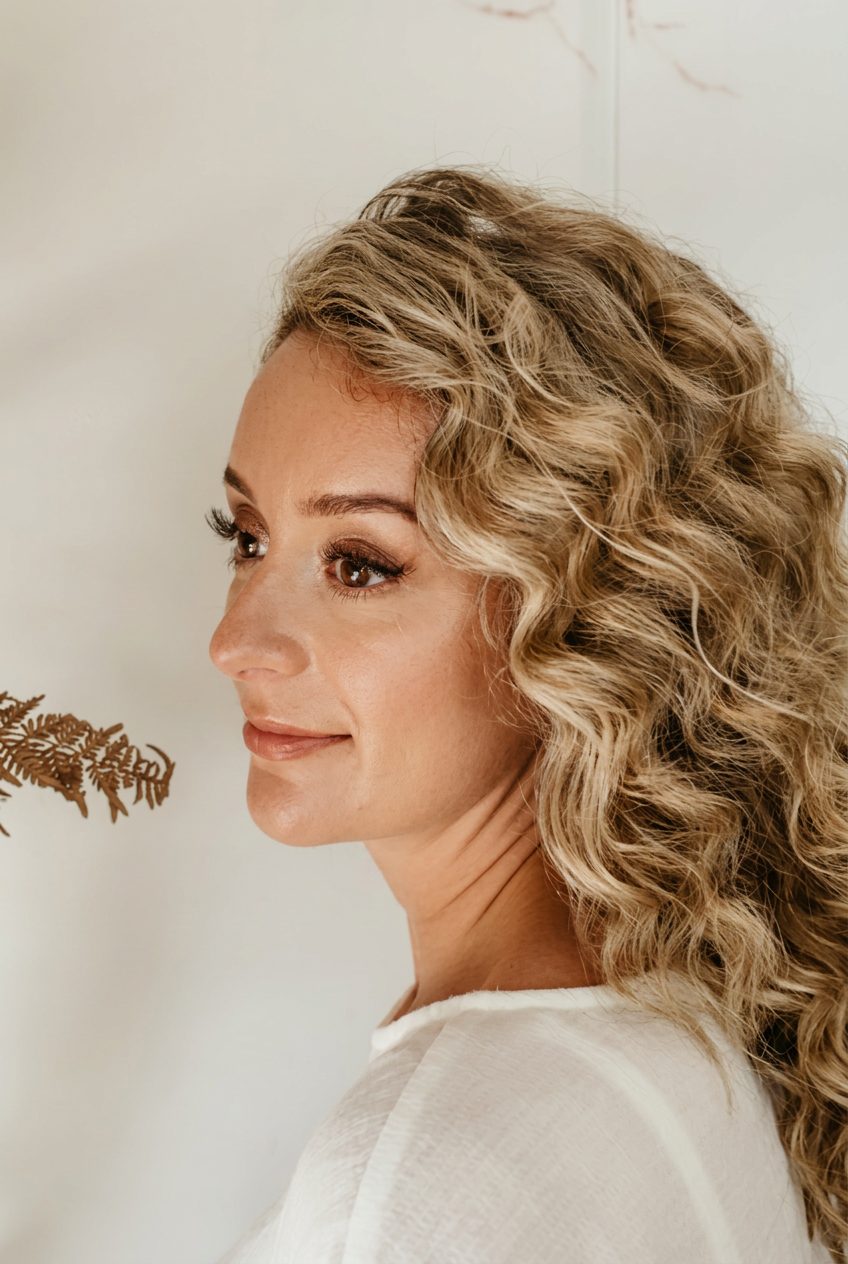 Bridal make-up with softly waved hair