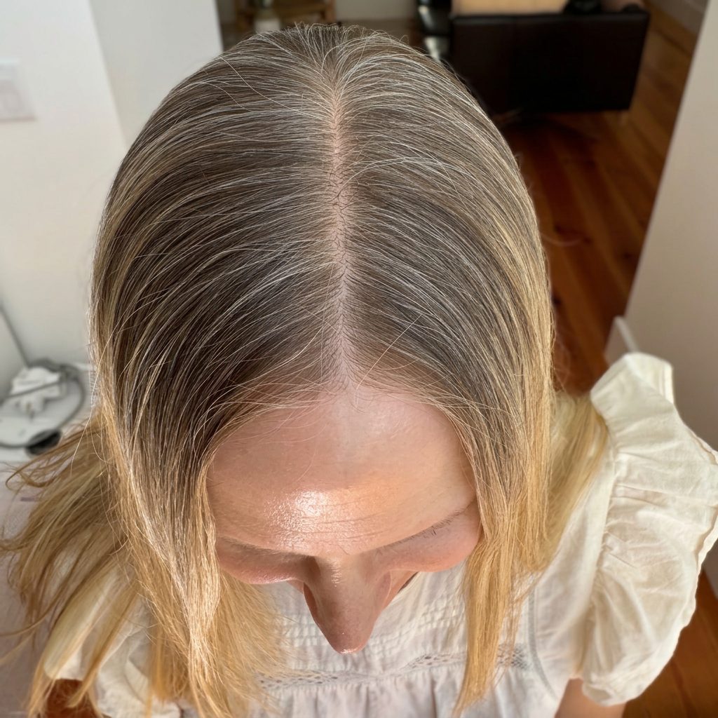 Grey parting before plant colour