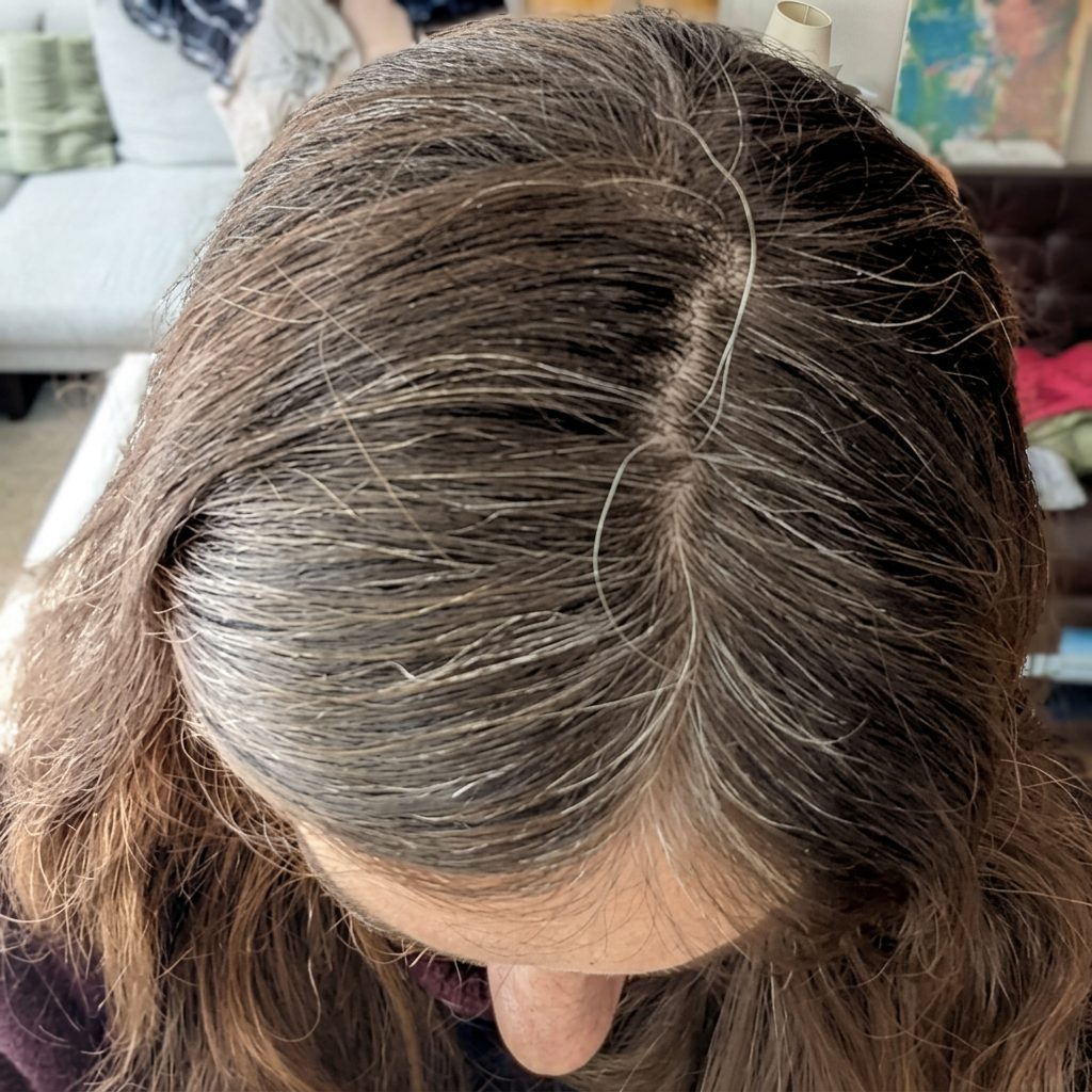 Grey roots before plant colour, top view
