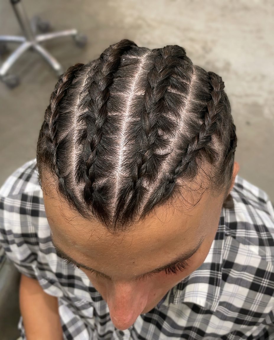 Braided hair from above