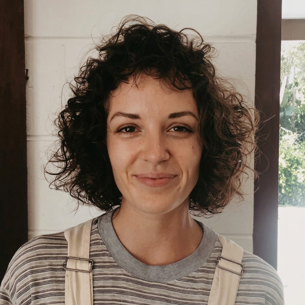 Client with a natural curly bob